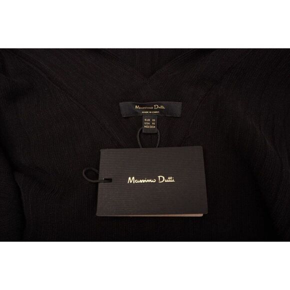 Massimo Dutti Womans Maxi Dress Size XS Black Crochet V-Neck 6611/605 NWT - Picture 6 of 6